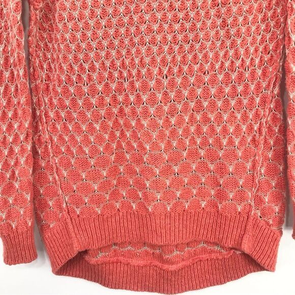 Anthropologie Moth Dotdot Orange Knit Pullover Zip Closure Spring Sweater - Picture 6 of 16